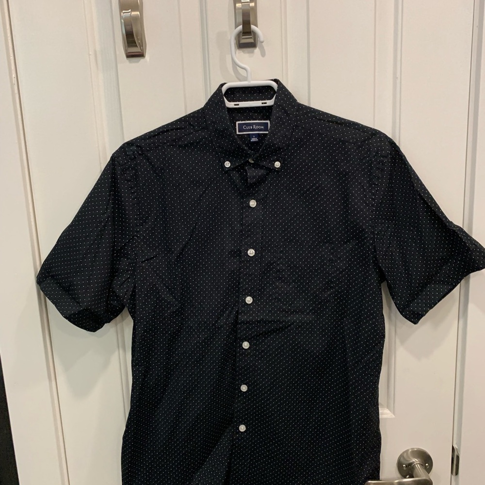 Mens Used Club Room Polka Dot Short Sleeve Shirt
